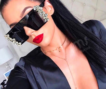 Load image into Gallery viewer, Black Rhinestoned Diva Sunglasses