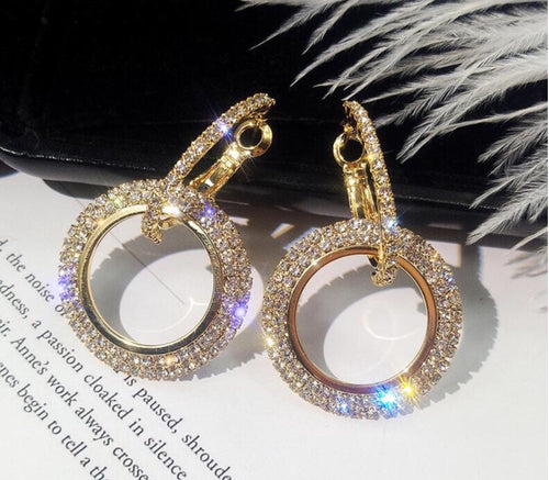 Gold Small Rhinestone Earrings
