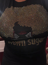 Load image into Gallery viewer, Brown Sugar Gold Blinged T-shirt