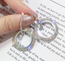 Load image into Gallery viewer, Silver Small Rhinestone Earrings