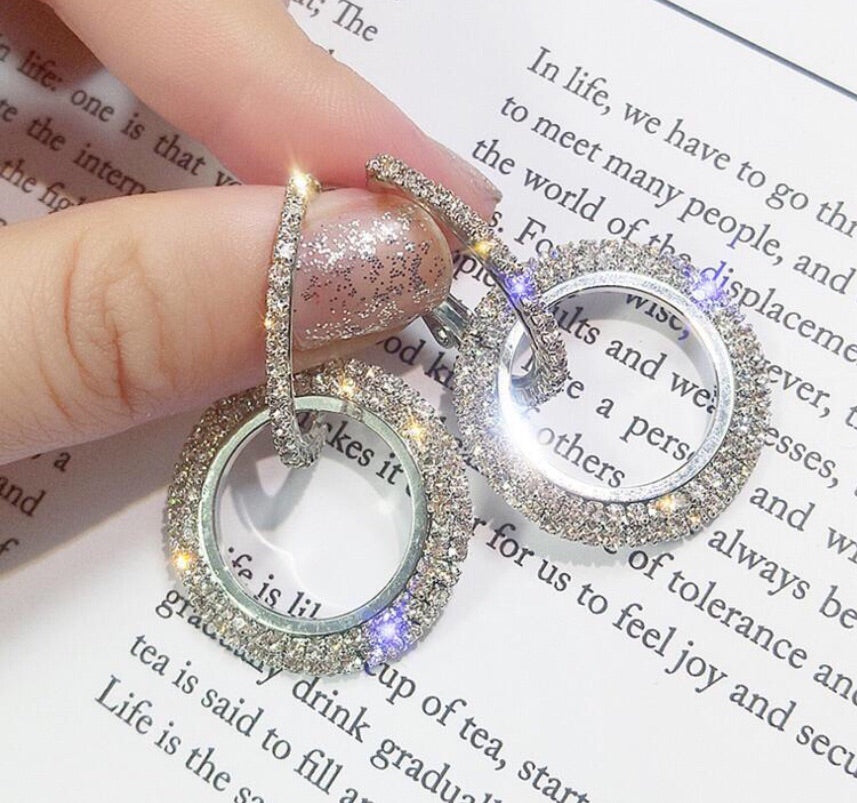 Silver Small Rhinestone Earrings