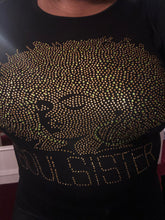 Load image into Gallery viewer, Soul Sister Gold Bling Afro T-shirt