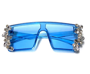 Blue Rhinestoned Sunglasses